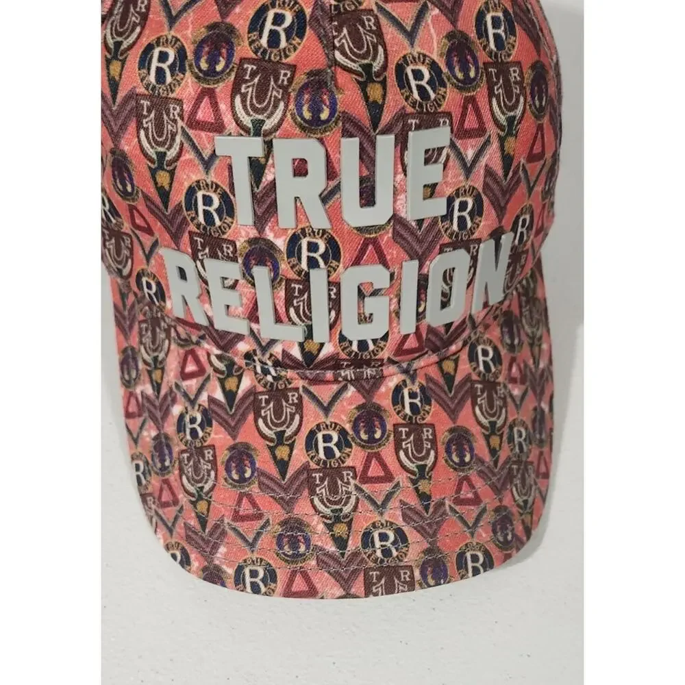 True Religion Hat Cap Allover Print Adjustable Strapback